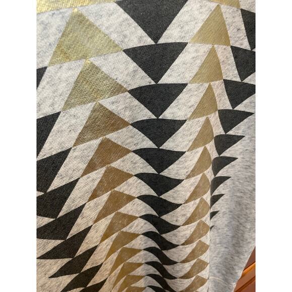 J. Crew Women XS Geometric Chevron Metallic Long Sleeve Sweatshirt Grey & Gold - Picture 10 of 11